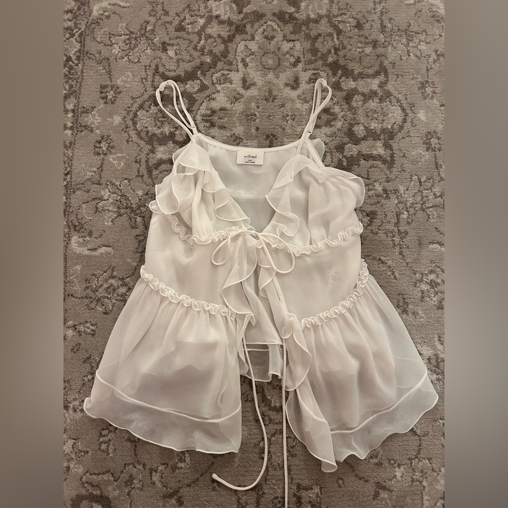 Aritzia White Ruffle Top